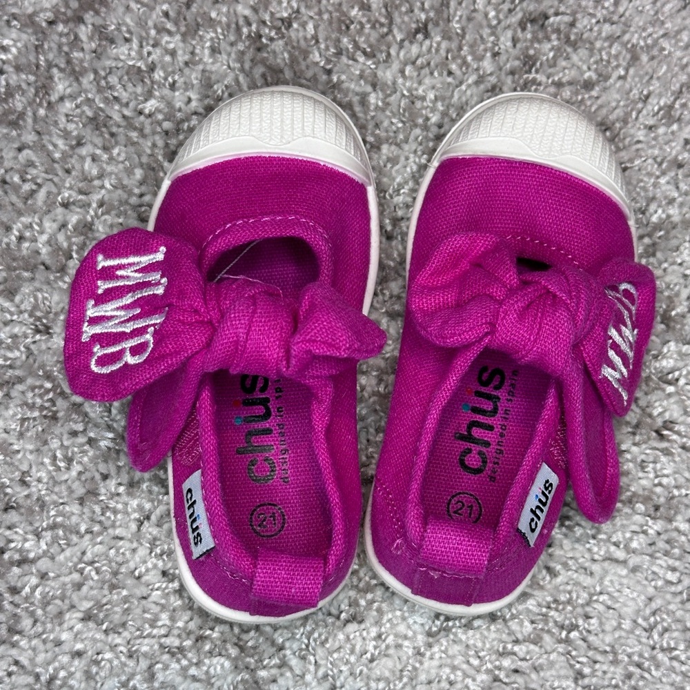 Monogram mWb - pink Chus Athena canvas shoes - Velcro sneakers size 21